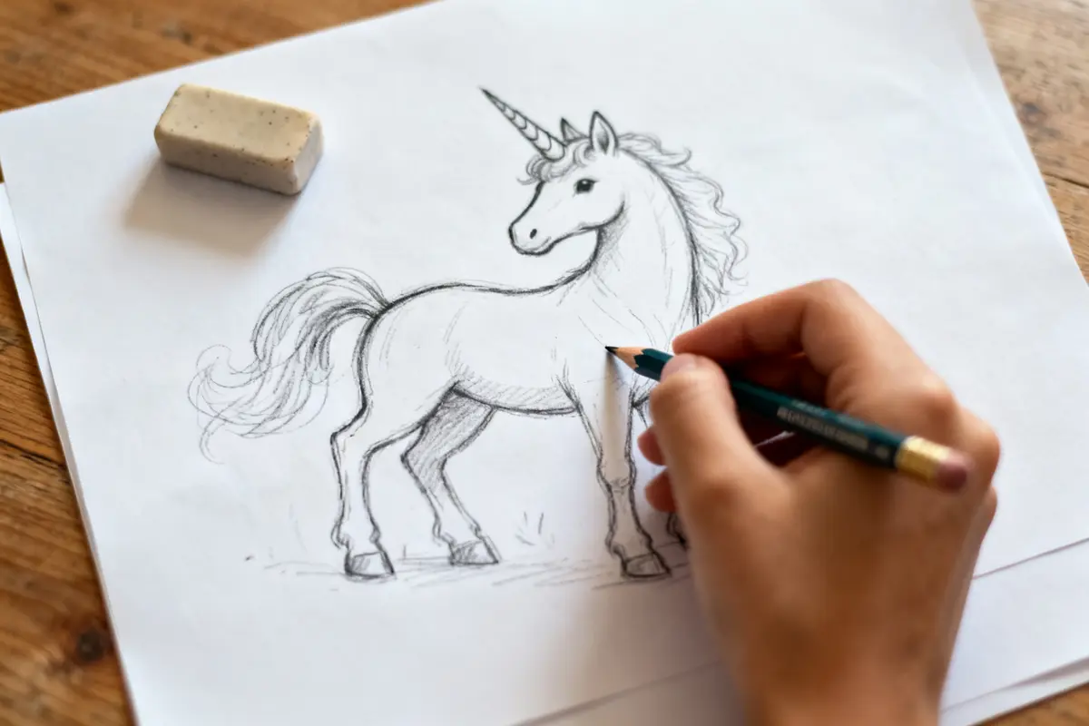 Licorne dessin facile étape par étape : Tutoriel simple